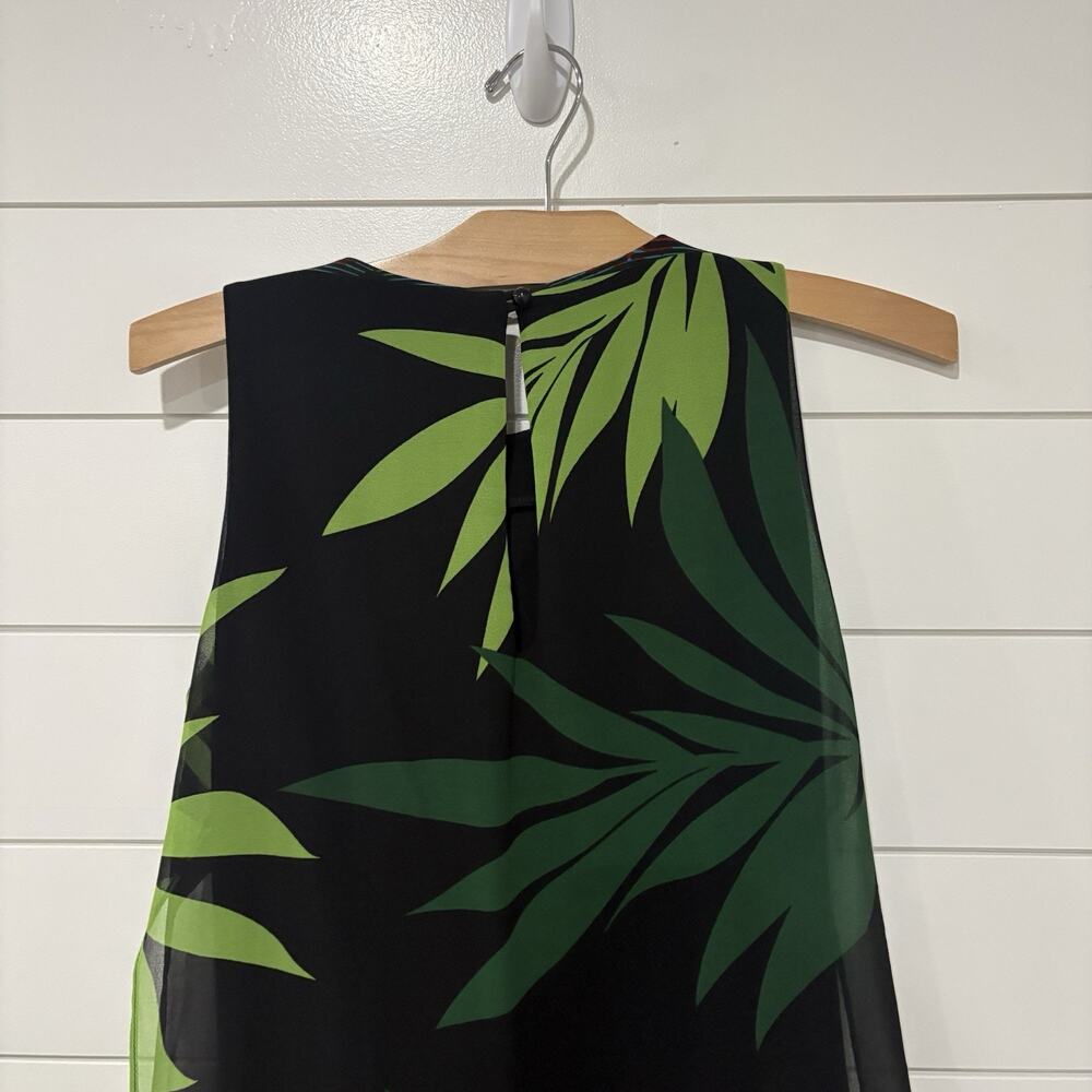 Joseph Ribkoff | Dress Sleeveless Tropical Knee Length Black Fern- Size 4 - Picture 6 of 8